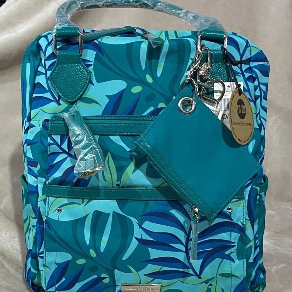 Samantha Brown Vibrant Leaf Print Backpack